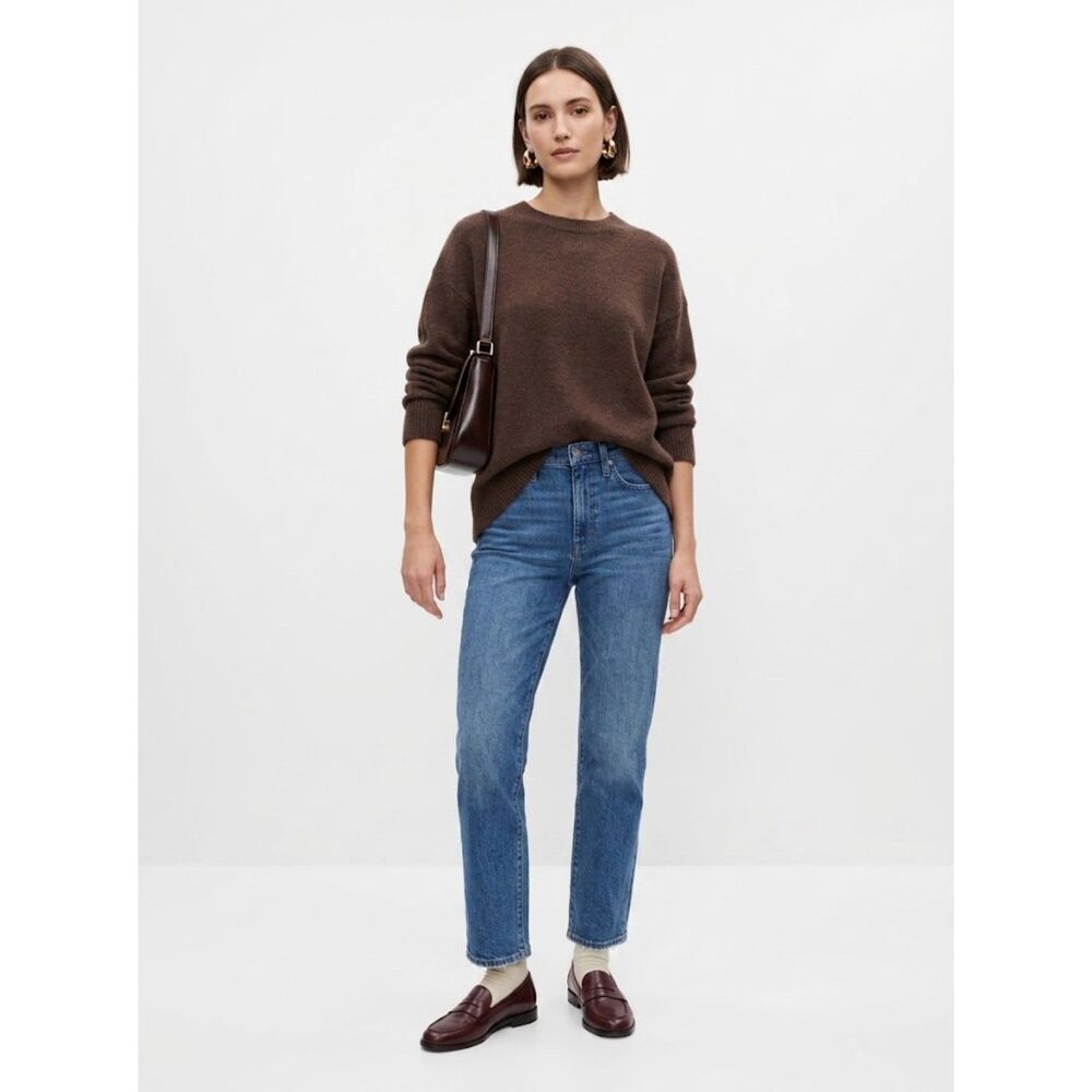 Madewell High Rise Slim Crop Jeans 25 Medium Wash Raw Hem Straight Leg